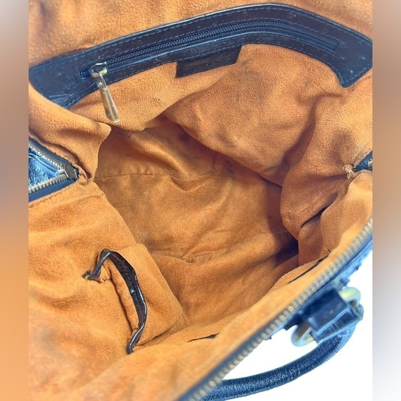 LILY VASAELINI Ostrich Skin Leather Satchel Black - Picture 12 of 13